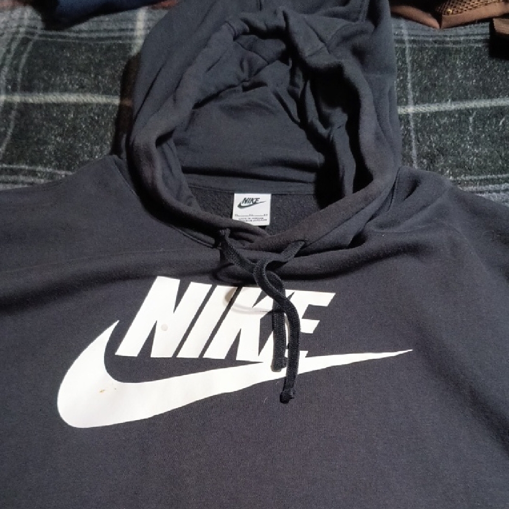 Nike Black Hoodie with White Swoosh and Logo